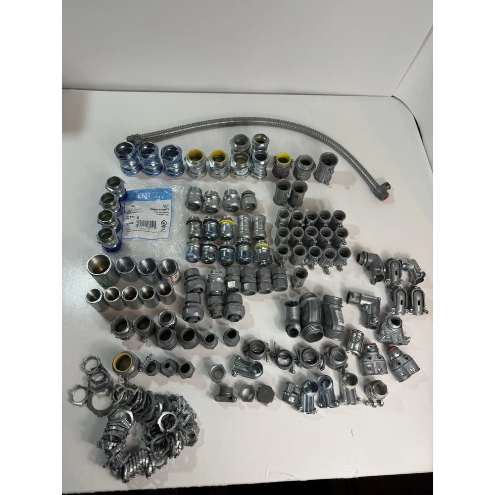 Electrical Conduit Fittings Lot: EMT Connectors, Couplings & Locknuts